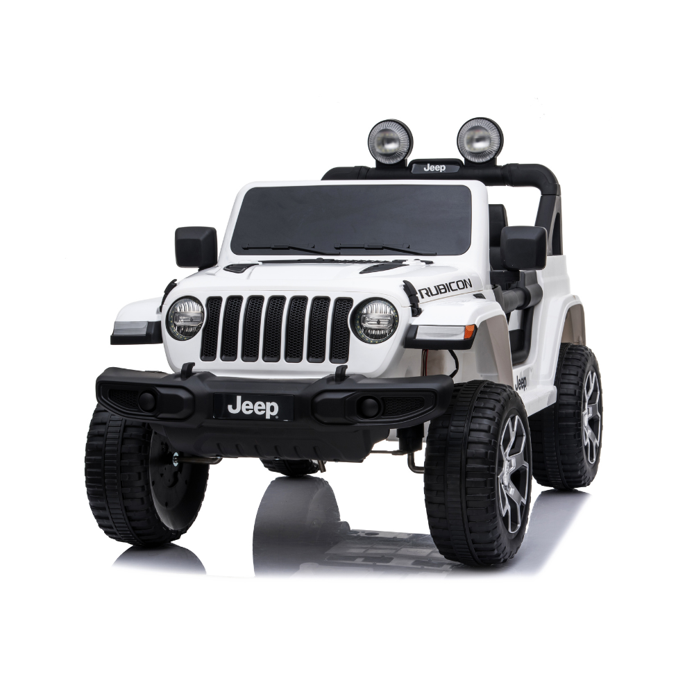 Auto Macchina Elettrica per Bambini JEEP FIAT Wrangler RUBICON 12V 2 Posti con Mp3 - Sedile in Pelle - Bianco