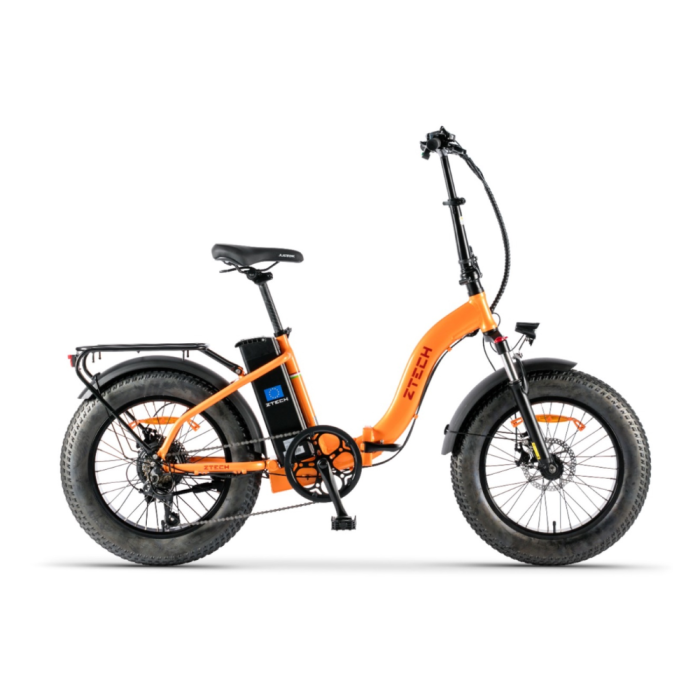 Bicicletta Elettrica Pieghevole Z-Tech ZT-89-E Folding Etna 250W 36V 10.4Ah Batteria Litio-Arancione