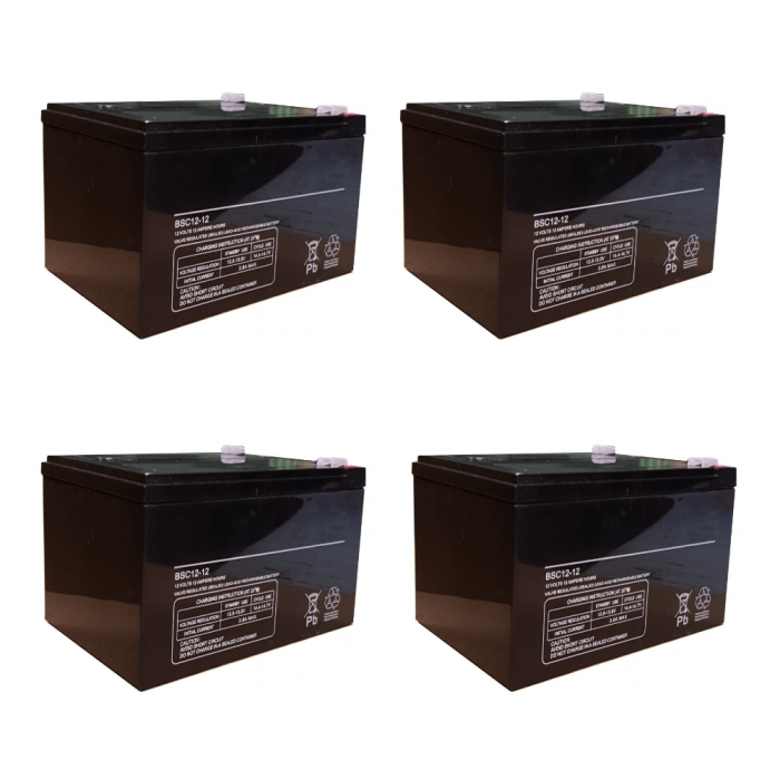 4 Batterie Cicliche per Veicoli Elettrici - Scooter - Biciclette - Monopattini  (48V ) - 12V  14Ah a Piombo Gel T2