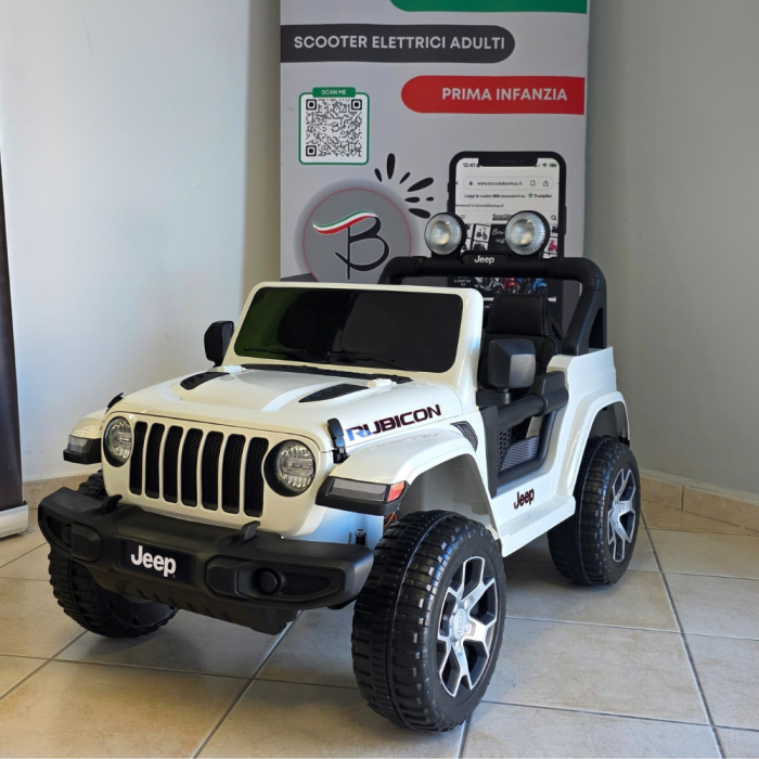 Auto Elettrica per Bambini JEEP FIAT Wrangler RUBICON 12V Mp3-Bianco  (Espositiva)