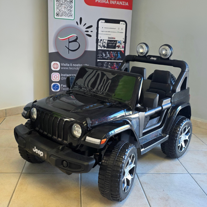 Auto Elettrica per Bambini JEEP FIAT Wrangler RUBICON 12V Mp3-Nero  (Espositiva)