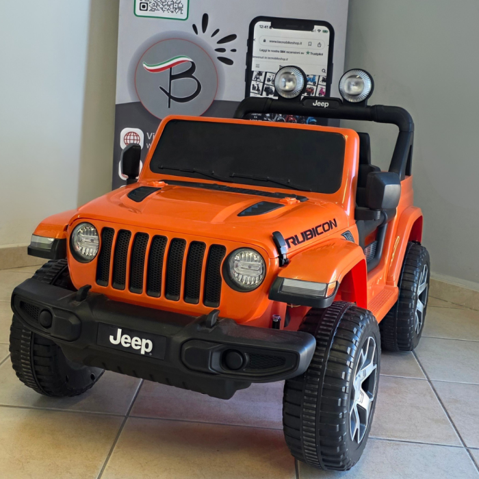 Auto Elettrica per Bambini JEEP FIAT Wrangler RUBICON 12V Mp3-Arancione  (Espositiva)
