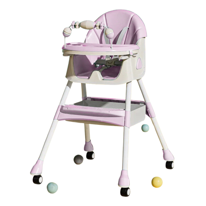 Seggiolone Pappa Wizy Pro 3 in 1 da 0 - 36 Mesi Evolutivo con Chiusura Salvaspazio-Rosa