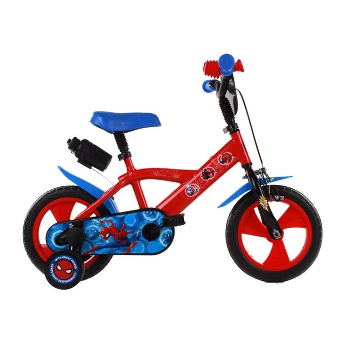 Bicicletta Bambino Marvel Spider-Man 12" Volare con Borraccia e Rotelle