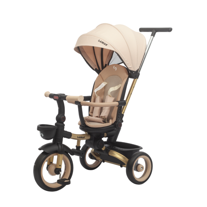 Trico Luxury Gold Triciclo Passeggino 7 in 1 per Bambini -Beige