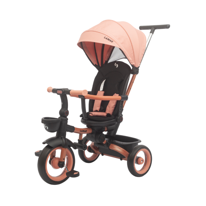 Trico Luxury Gold Triciclo Passeggino 7 in 1 per Bambini -Rosa
