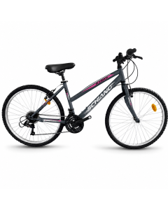 Bicicletta Donna Schiano RAID 1.0 26" 18 Velocit&agrave; Grafite e Fucsia