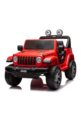 Auto Macchina Elettrica per Bambini JEEP FIAT Wrangler RUBICON 12V 2 Posti  con Monitor 4" Mp4 - Sedile in Pelle -Rosso