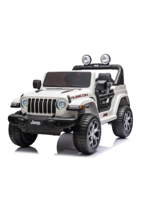 Auto Macchina Elettrica per Bambini JEEP FIAT Wrangler RUBICON 12V 2 Posti  con Monitor 4" Mp4 - Sedile in Pelle -Bianco