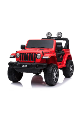 Auto Macchina Elettrica per Bambini JEEP FIAT Wrangler RUBICON 12V 2 Posti  con Mp3 - Sedile in Pelle -Rosso