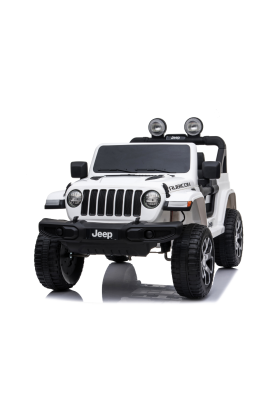 Auto Macchina Elettrica per Bambini JEEP FIAT Wrangler RUBICON 12V 2 Posti  con Mp3 - Sedile in Pelle - Bianco
