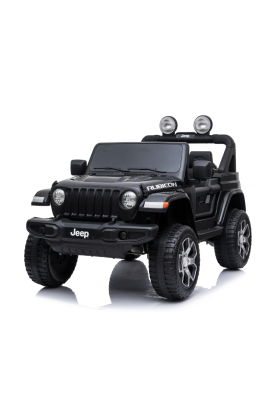 Auto Macchina Elettrica per Bambini JEEP FIAT Wrangler RUBICON 12V 2 Posti  con Mp3 - Sedile in Pelle - Nero