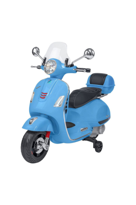 Moto Elettrica Piaggio Vespa GTS Super 12V con Bauletto e Parabrezza-Celeste