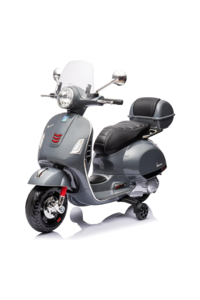 Moto Elettrica Piaggio Vespa GTS Super 12V con Bauletto e Parabrezza-Grigio
