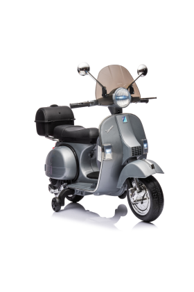 Moto Scooter Elettrico per Bambini Piaggio VESPA PX150 FULL con Parabrezza e Bauletto 12V-Grigio