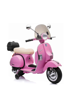 Moto Scooter Elettrico per Bambini Piaggio VESPA PX150 FULL con Parabrezza e Bauletto 12V-Rosa