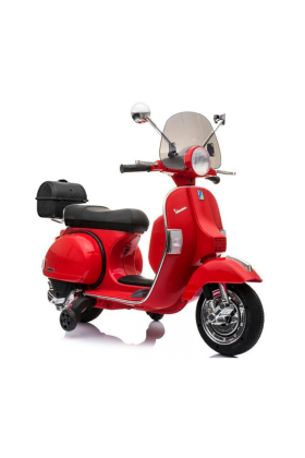 Moto Scooter Elettrico per Bambini Piaggio VESPA PX150 FULL con Parabrezza e Bauletto 12V-Rosso