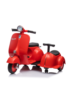 Moto Elettrica Per Bambini Vespa Sidecar Small 6V-Rosso