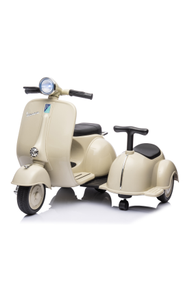 Moto Elettrica Per Bambini Vespa Sidecar Small 6V-Avorio
