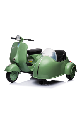 Moto Elettrica Per Bambini Vespa Sidecar Big  12V-Verde
