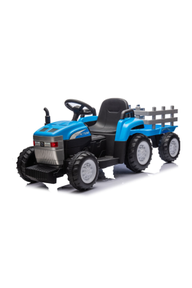 Trattore Elettrico Per Bambini  con Rimorchio 12V -Blu