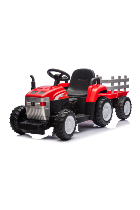 Trattore Elettrico Per Bambini  con Rimorchio 12V -Rosso