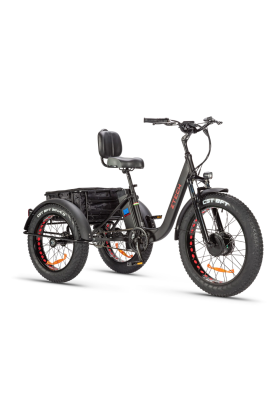 Triciclo Bicicletta Elettrica Z-TECH ZT-80-A "FAT TRIKE " 3 Ruote 24"/20"250W 13 Ah 48V Batteria Litio -Nero Opaco Matt