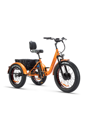 Triciclo Bicicletta Elettrica Z-TECH ZT-80-A "FAT TRIKE " 3 Ruote 24"/20" 250W 13 Ah 48V Batteria Litio -Arancione