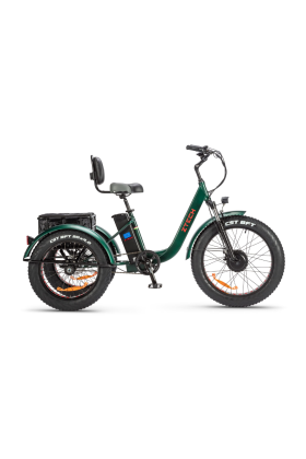 Triciclo Bicicletta Elettrica Z-TECH ZT-80-A "FAT TRIKE " 3 Ruote 24"/20" 250W 13 Ah 48V Batteria Litio -Verde