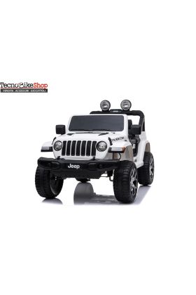 Auto Macchina Elettrica per Bambini JEEP FIAT Wrangler RUBICON 12V 2 Posti  con Mp3 - Sedile in Pelle - Bianco