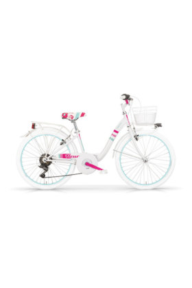 Bici Bambina MBM Fleur 24" 6 Velocità-Bianco