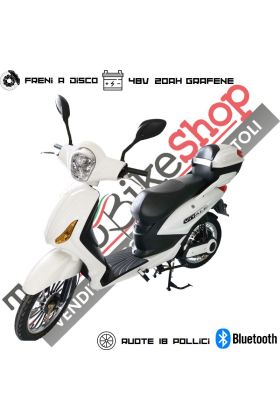 Bici Elettrica Scooter Velocipede Vitale NJT-007 250W  20Ah 48V Batteria a Grafene-Bianco