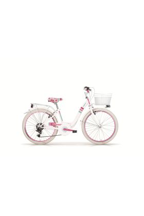 Bici Bambina MBM Fleur 24" 6 Velocità-Bianco