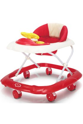 Girello Bambini Wizy Easy per Primi Passi Salvaspazio e Volante Interattivo-Rosso
