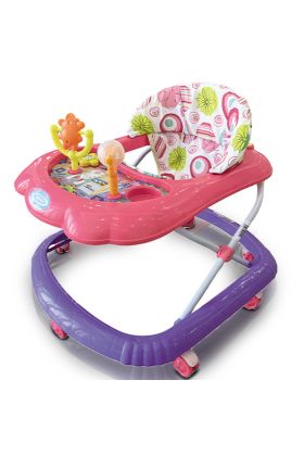 Girello Bambini Wizy Happy per Primi Passi con Chiusura Salvaspazio e Console Gioco -Rosa