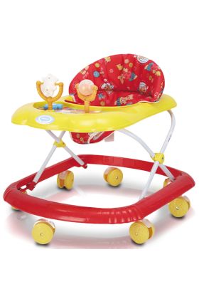 Girello Bambini Wizy Happy per Primi Passi con Chiusura Salvaspazio e Console Gioco -Rosso