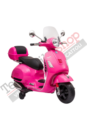 Moto Elettrica Piaggio Vespa GTS Super 12V con Bauletto e Parabrezza-Rosa
