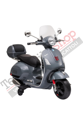 Moto Elettrica Piaggio Vespa GTS Super 12V con Bauletto e Parabrezza-Grigio