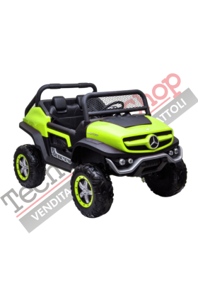 Auto Elettrica per Bambini Mercedes Unimog 12V 2 Posti Monitor Touchscreen Mp4-Verde