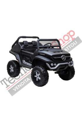 Auto Elettrica per Bambini Mercedes Unimog 12V 2 Posti Monitor Touchscreen Mp4-Nero