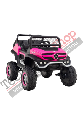 Auto Elettrica per Bambini Mercedes Unimog 12V 2 Posti Monitor Touchscreen Mp4-Rosa