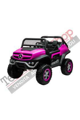 Auto Elettrica per Bambini Mercedes Unimog 12V 2 Posti Monitor Touchscreen Mp4-Rosa