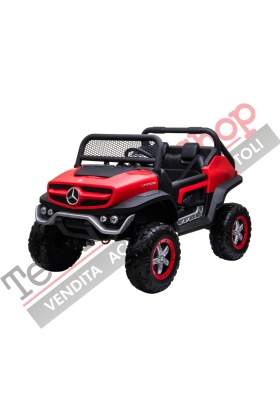Auto Elettrica per Bambini Mercedes Unimog 12V 2 Posti Monitor Touchscreen Mp4-Rosso