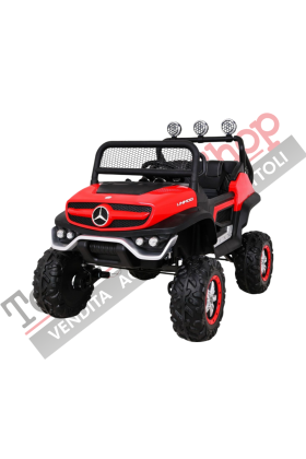 Auto Elettrica per Bambini Mercedes Unimog 12V 2 Posti Monitor Touchscreen Mp4-Rosso