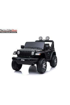 Auto Macchina Elettrica per Bambini JEEP FIAT Wrangler RUBICON 12V 2 Posti  con Mp3 - Sedile in Pelle - Nero
