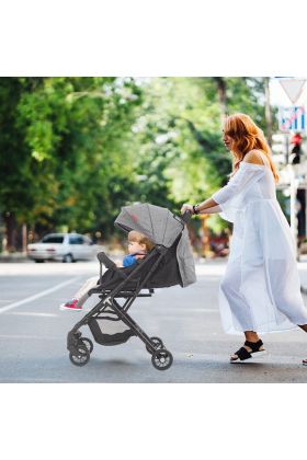 Passeggino Wizy Pro Ultra Leggero Chiusura Facilitata Salvaspazio Portata 15 kg-Grigio