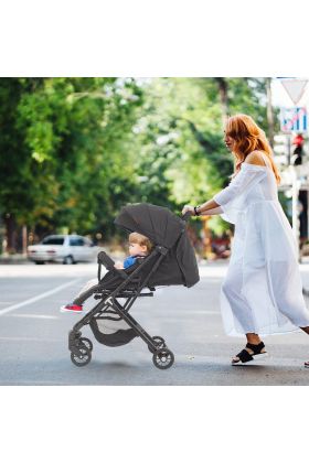 Passeggino Wizy Pro Ultra Leggero Chiusura Facilitata Salvaspazio Portata 15 kg-Nero