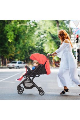 Passeggino Wizy Pro Ultra Leggero Chiusura Facilitata Salvaspazio Portata 15 kg-Rosso