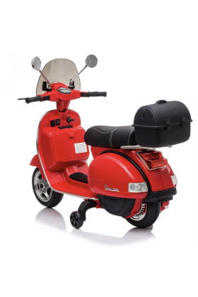 Moto Scooter Elettrico per Bambini Piaggio VESPA PX150 FULL con Parabrezza e Bauletto 12V-Rosso