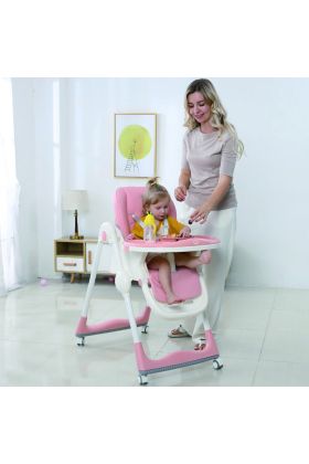 Seggiolone Pappa Wizy Easy 0 - 36 Mesi Chiusura Salvaspazio e Altezza Regolabile -Rosa